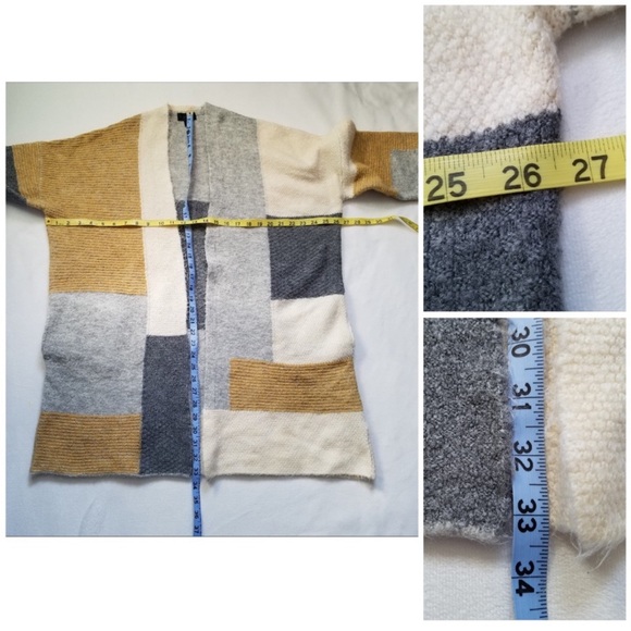 Topshop patchwork open front cardigan knit coat size 2 - Picture 4 of 8